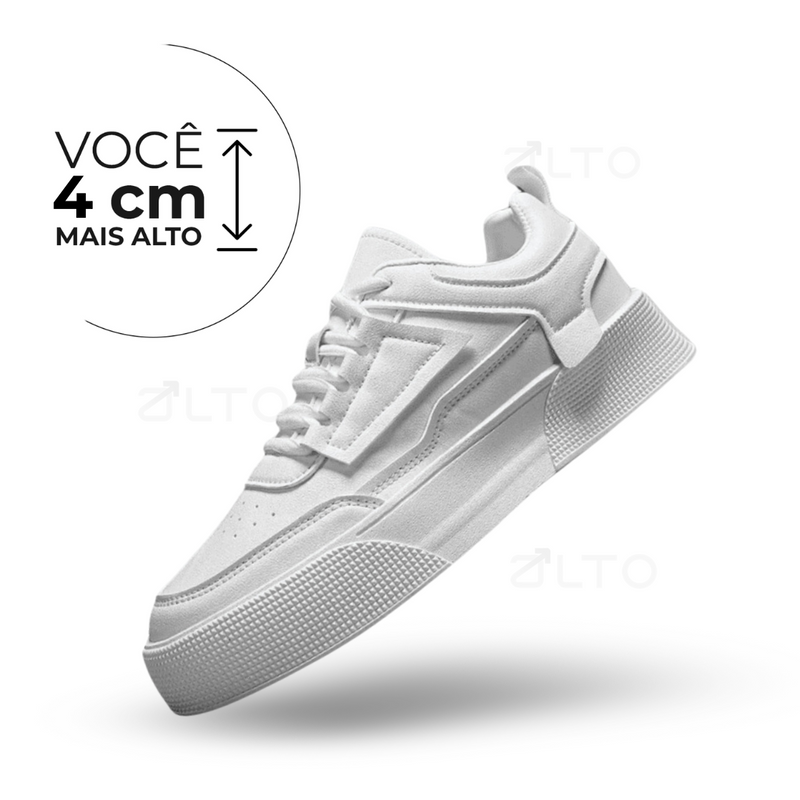 Tênis Casual Vicenzo - Aumenta Altura 4cm - Couro - Branco - Masculino