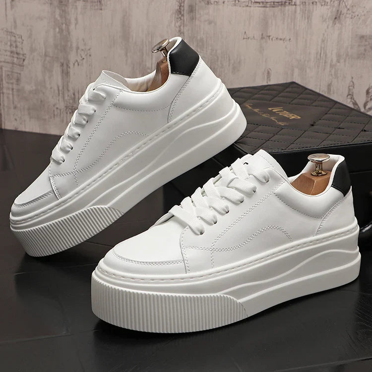 Tênis Casual Neblina - Masculino - Aumenta Altura 6cm - Couro - Branco - Masculino