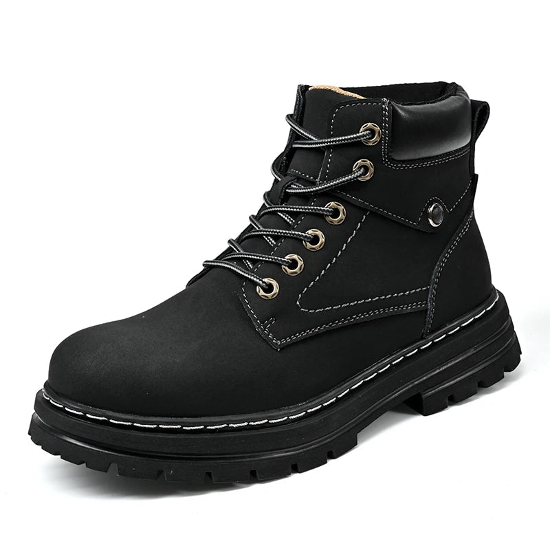 Bota de Couro Masculina - Aumenta Altura 8cm - Preta