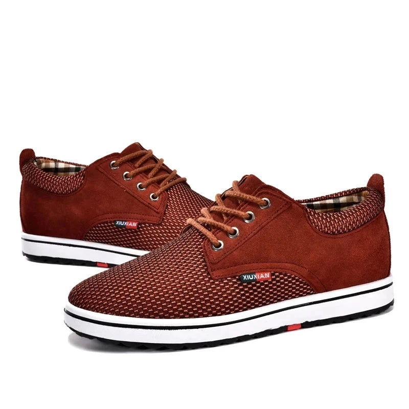 Tênis Social Excessive - Aumenta Altura 6cm - Couro - Vermelho - Masculino