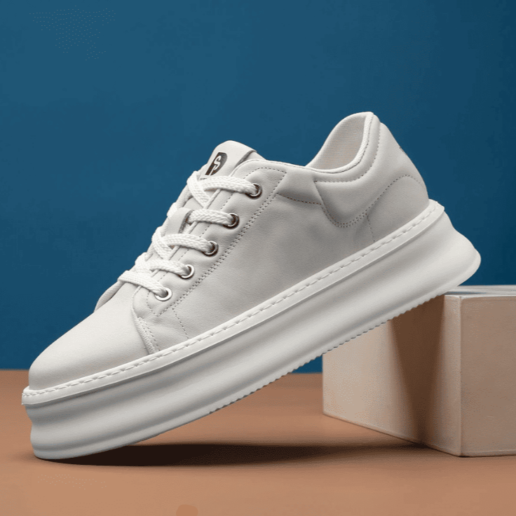 Tênis Casual Império - Aumenta Altura 6cm - Couro - Branco - Masculino