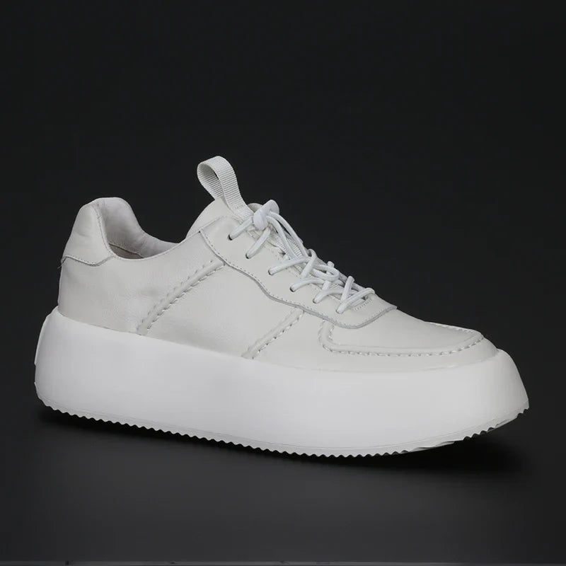 Tênis Casual Esfera - Aumenta Altura 6cm - Couro - Branco - Masculino