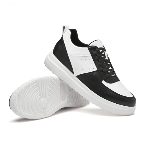 Tênis Casual Nébula - Aumenta Altura 7 cm - Couro - Preto e Branco - Masculino