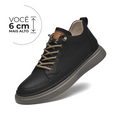 Tênis Casual Storm - Aumenta Altura 6cm - Couro - Preto - Masculino