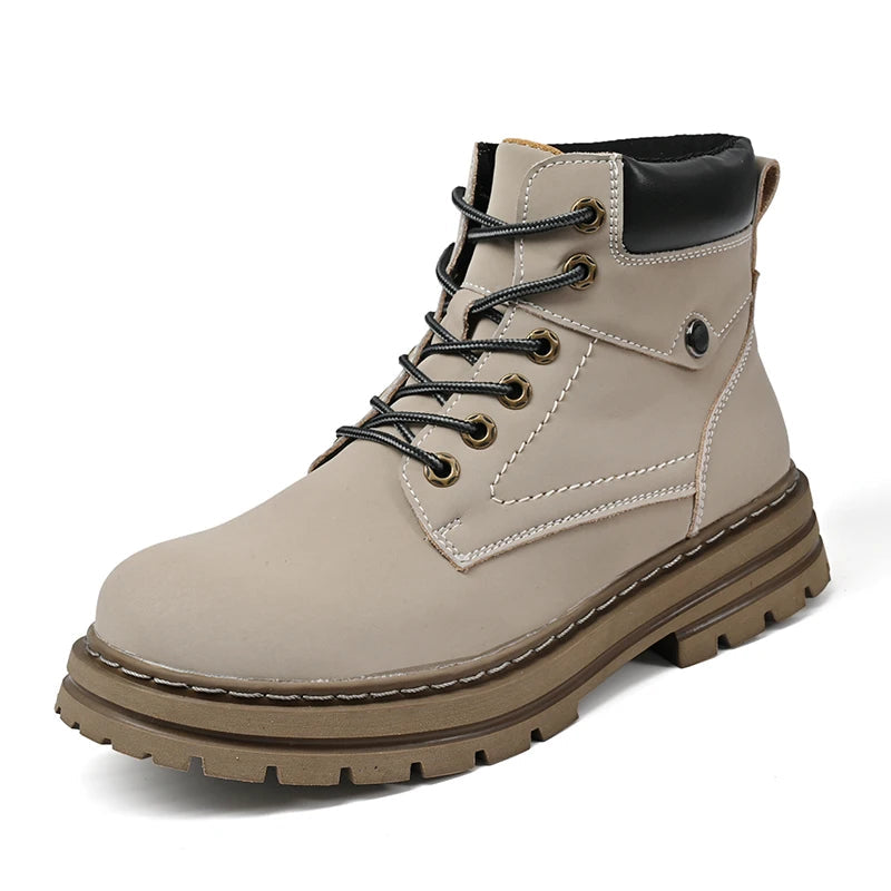 Bota de Couro Masculina - Aumenta Altura 8cm - Cinza