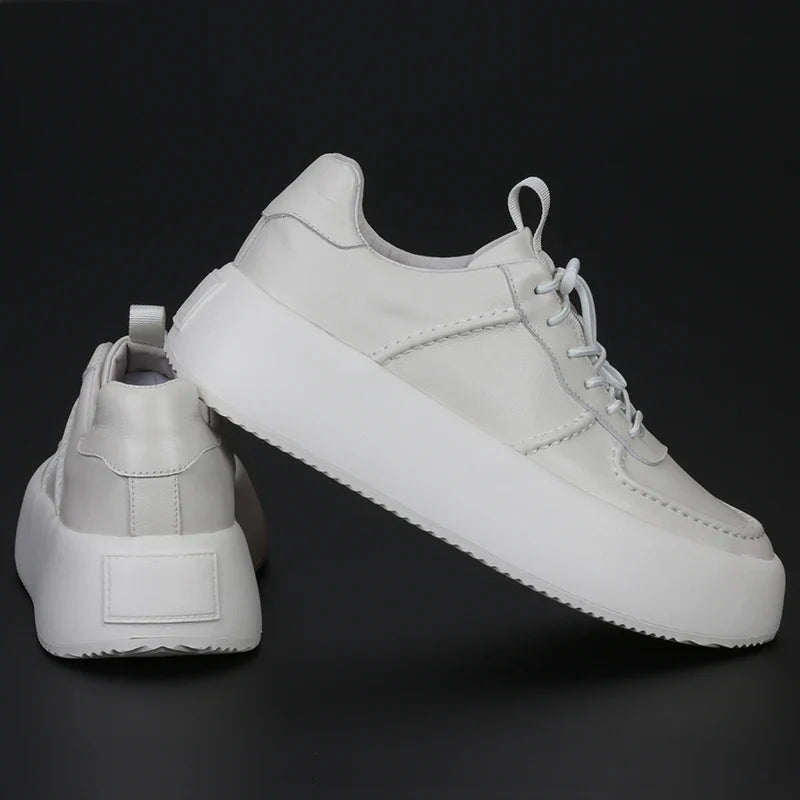 Tênis Casual Esfera - Aumenta Altura 6cm - Couro - Branco - Masculino