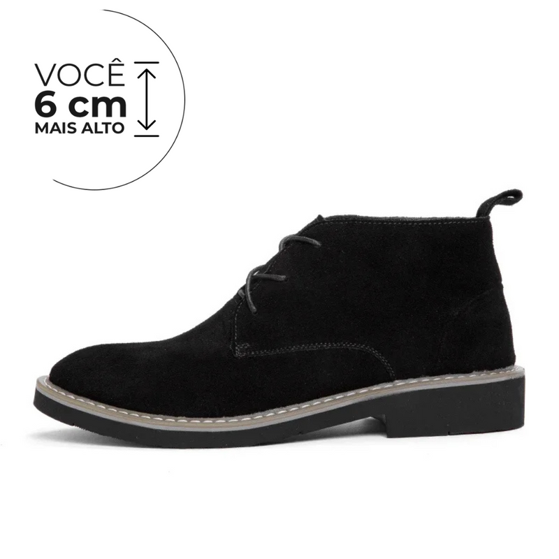 Sapato Social Prestige - Aumenta Altura 6cm - Couro Preto - Masculino