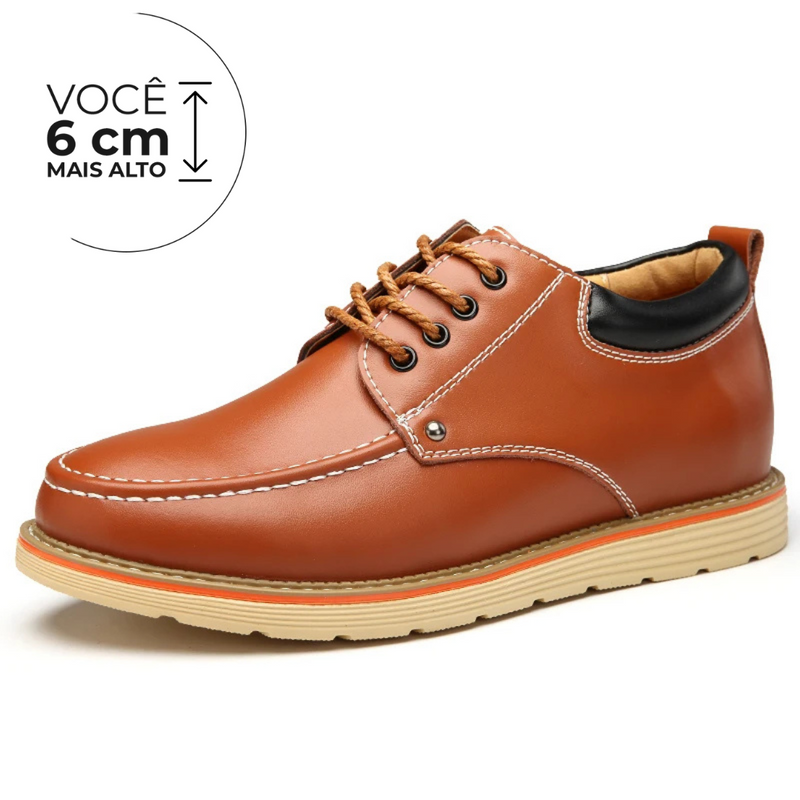 Sapato Social Nobility - Aumenta Altura 6cm - Couro Laranja - Masculino