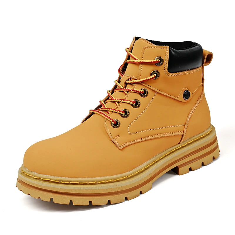 Bota de Couro Masculina - Aumenta Altura 8cm - Bege