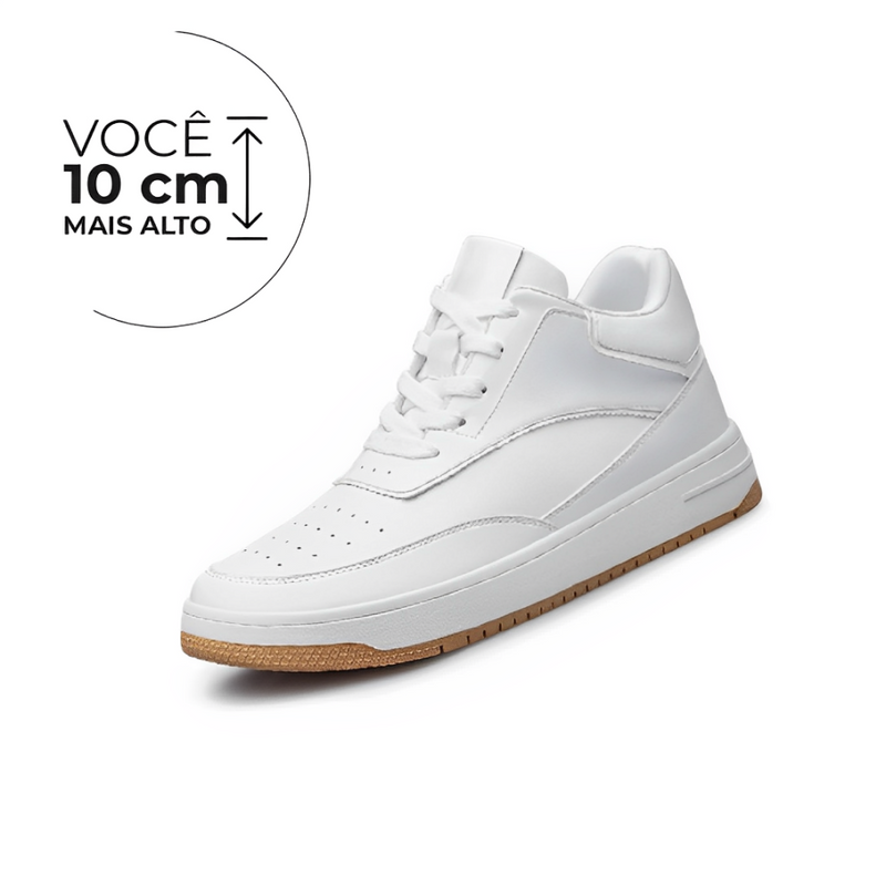 Tênis Casual Celeste - Aumenta Altura 10cm - Couro - Branco - Masculino