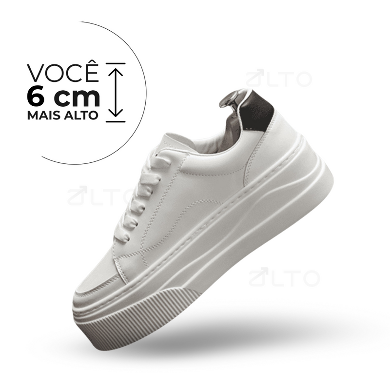 Tênis Casual Neblina - Masculino - Aumenta Altura 6cm - Couro - Branco - Masculino