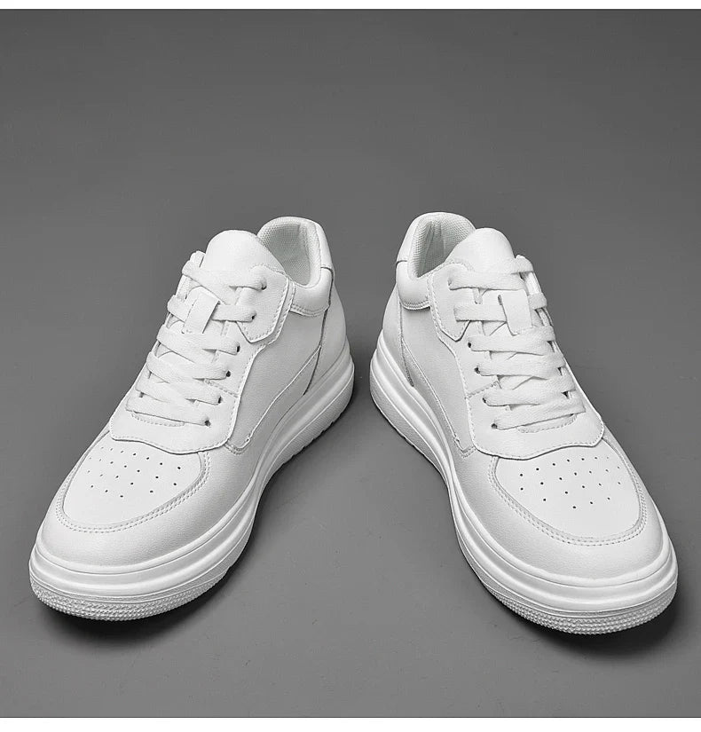 Tênis Casual Astro - Aumenta Altura 8cm - Couro - Branco- Masculino