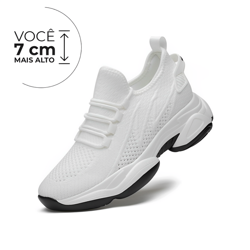 Tênis Casual Wave  - Aumenta Altura 7cm - Branco - Masculino